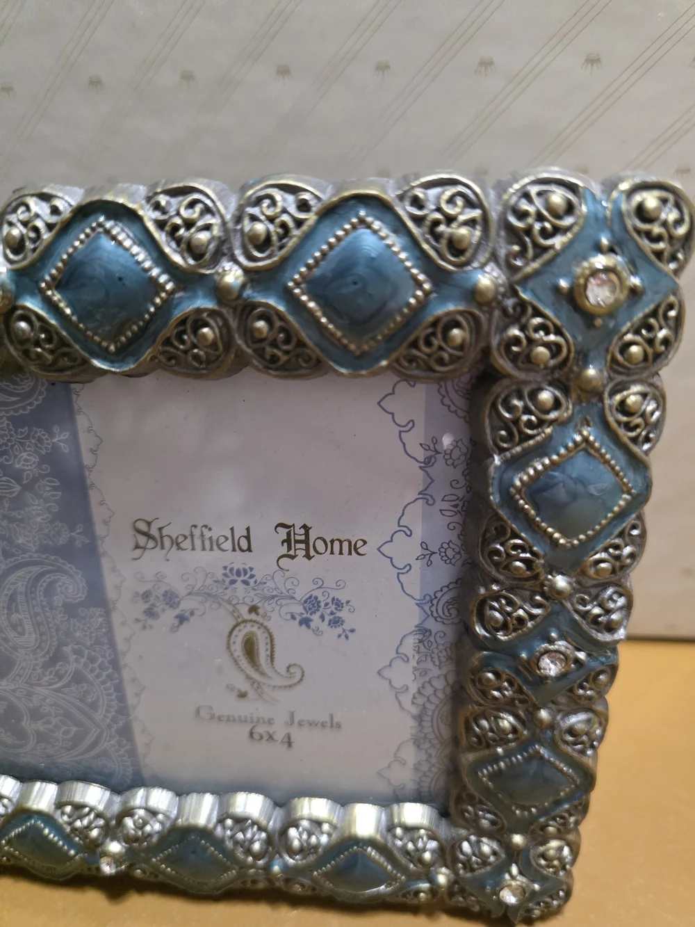 Sheffield Home Turquoise and Silver Ornate Picture Frame